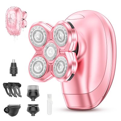 5-in-1 Electric Razors for Women, Portable Electric Shavers for Full Body, Waterproof Wet/Dry, Rechargeable Hair Remover for Lady Legs, Face, Underarms, Lips, Arms