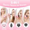 5-in-1 Electric Razors for Women, Portable Electric Shavers for Full Body, Waterproof Wet/Dry, Rechargeable Hair Remover for Lady Legs, Face, Underarms, Lips, Arms view 2