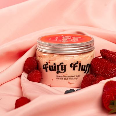Skinverse Beauty Fairy Fluff Ultra Moisturizing Body Butter, 10.5 oz (300 g), Whipped Body Cream for Dry Skin, Long-Lasting Hydration [SCENT] (Strawberry)