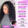 Human Crochet Hair for Black Women Deep Wave Invisible Miracle Knots Crochet Human Hair 14 Inch 120g Pre-Separated Feather Lightweight Reusable Crochet Hair Extensions Natural Black view 2