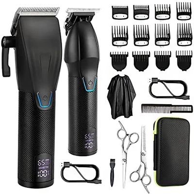 DAXXIN Hair Cutting Tool, 2PCS Hair Clippers for Men,Professional Hair Cutting Kit,Cordless Barber Clipper and T-Blade Beard Trimmer Set