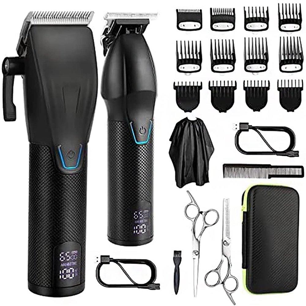 DAXXIN Hair Cutting Tool, 2PCS Hair Clippers for Men,Professional Hair Cutting Kit,Cordless Barber Clipper and T-Blade Beard Trimmer Set