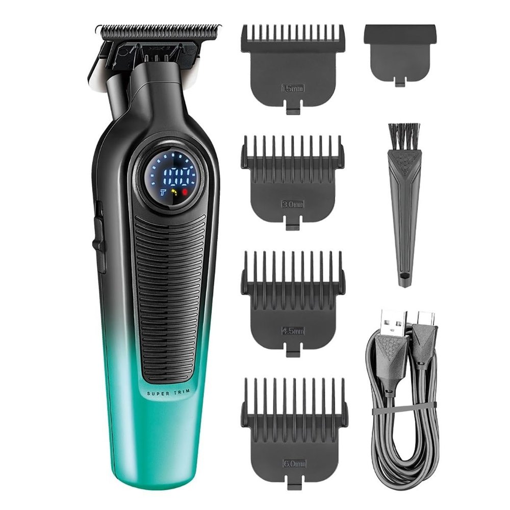 DAXXIN Hair Cutting Tool, Men's Electric Hair Clipper Gradient Metal Body Hair Trimmer LED Intelligent Digital Display Home Carving Pusher(OneColor)