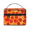 hgnblsip 3d Pizza Pepperoni Print Travel Makeup Bags For Women And Portable Tote Cosmetic Case With Carry Handle Toiletry Accessories Storage Organizer Bags view 1