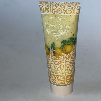 Amber Glow Sweet Lemon Exfoliating Body Scrub, Crushed Oatmeal Infused, 7.9 oz