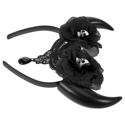 Beaupretty Skull Devil Horn Headband Costume Hairband Halloween for Women Lightweight Plastic and Fabric Stylish Unique Design for Makeup Events and Halloween Parties