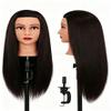 Head Hair 24"-26" Synthetic Fiber Hair Styling Training Manikin Cosmetology Head Braiding Hair Styling Hairdresser Training Model for Cutting Braiding - With Clamp Stand rice white view 4
