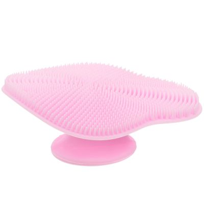 minkissy Silicone Facial Cleansing Brush for Gentle Massage and Makeup Removal, Soft Pink Manual Face Scrubber with Easy-Grip Handle, Suitable for Wet and Dry Skin Cleansing