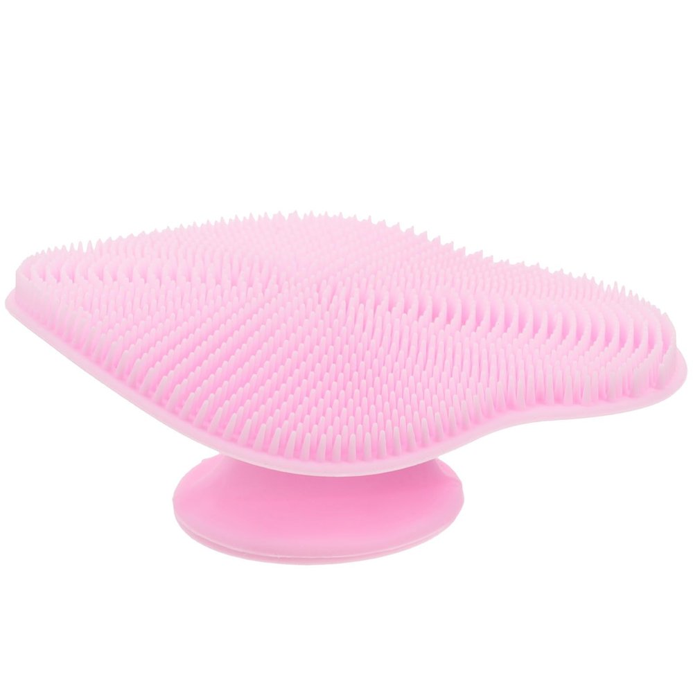 minkissy Silicone Facial Cleansing Brush for Gentle Massage and Makeup Removal, Soft Pink Manual Face Scrubber with Easy-Grip Handle, Suitable for Wet and Dry Skin Cleansing