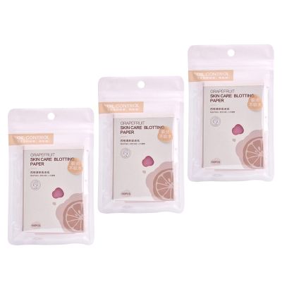 TOPPERFUN 3 Bags Scented Blotting Papers for Face, Portable Paper Sheets Grapefruit Scent, Absorbing Face Oil Cleaning Sheets for Office and Gym Use
