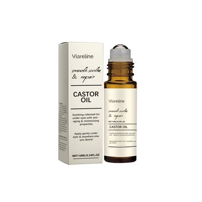 Viareline Castor Oil Rollerball Eye Serum, Anti-Aging and Moisturizing, Instant Lifting, 0.34 Fl Oz