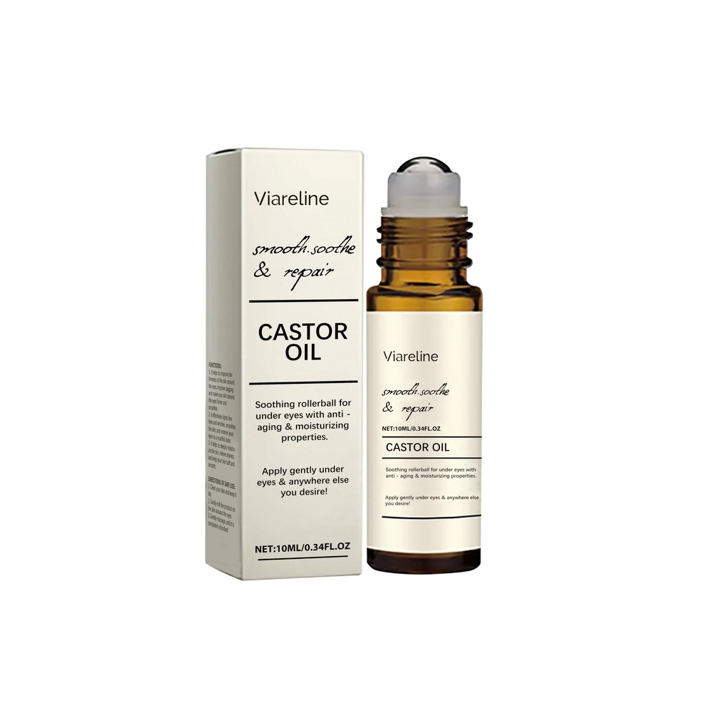 Viareline Castor Oil Rollerball Eye Serum, Anti-Aging and Moisturizing, Instant Lifting, 0.34 Fl Oz