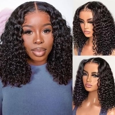 HAVI KING 16 Inch 13x4 Deep Wave Short Bob Human Hair Lace Front Wig