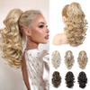 REECHO Ponytail Extension, 16" Classic Curly Wavy Claw Clip Ponytail Hair Extensions Cheer Pony Tail Hairpieces for Women - Medium Blonde view 1