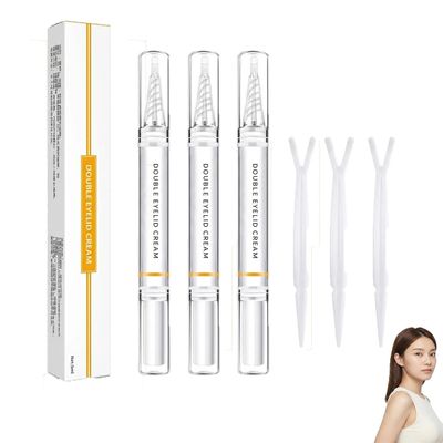 Double Eyelid Styling Cream,Long-Acting Invisible Double Eyelid Shaping Cream with Y Stick,Quick-Dry Water-Resistant Formula for Daily Makeup(3pcs)
