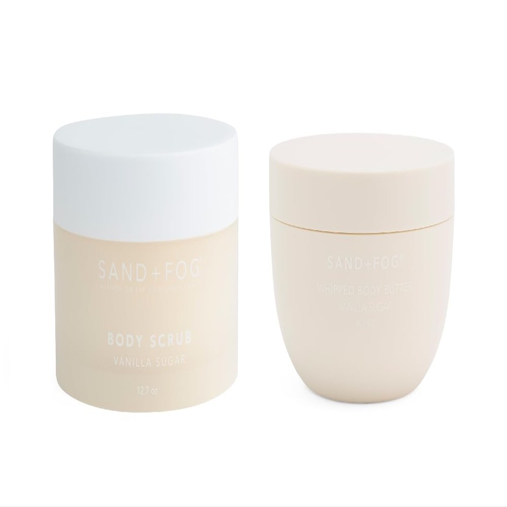 Sand + Fog Vanilla Sugar Body Scrub 12.7 oz and Whipped Body Butter 16.9 oz Set