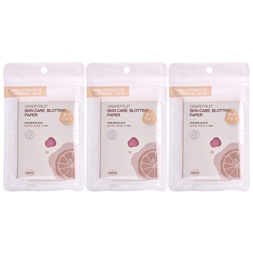 COOLHIYA 3 Bags Pink Scented Face Oil Absorbing Sheets Portable Paper Oil Control Facial Tissue for Gym and Office Use