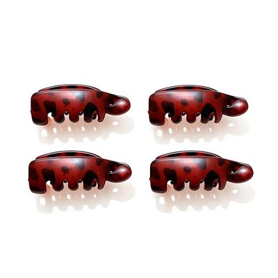 Women's 4 Non-Slip Banana Hair Clips, Small Matte Banana Hair Clips for Women, Strong Hold Oval Ponytail Clips, Vintage Hair Accessories (Red)