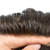WigVivid Men's Toupee Human Hair Replacement System, Durable Fine Mono Hair Pieces for Men, French Lace Front Bleached Knots Poly Skin PU 69-120% Density #3 Dark Brown view 3