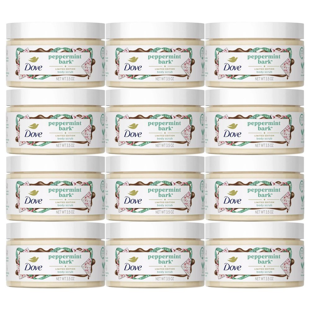 Dove Peppermint Bark Body Scrub 3.5 oz Exfoliating Scrub, Moisturizing & Smoothing Skin Care, 12 Pack