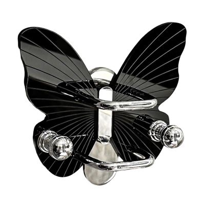 SiaBiced Hair Brush Holder Comb Organizer Acrylic Shower Hook Butterfly Shaped Storage Rack Fashionable Space Saving Suitable for Home, without shiny decor