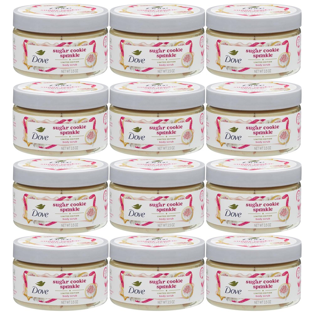 Dove Sugar Cookie Sprinkle Body Scrub Exfoliating Body Polish, 3.5 oz, PETA Approved Vegan, Moisturizing Skin Exfoliator, 12 Pack