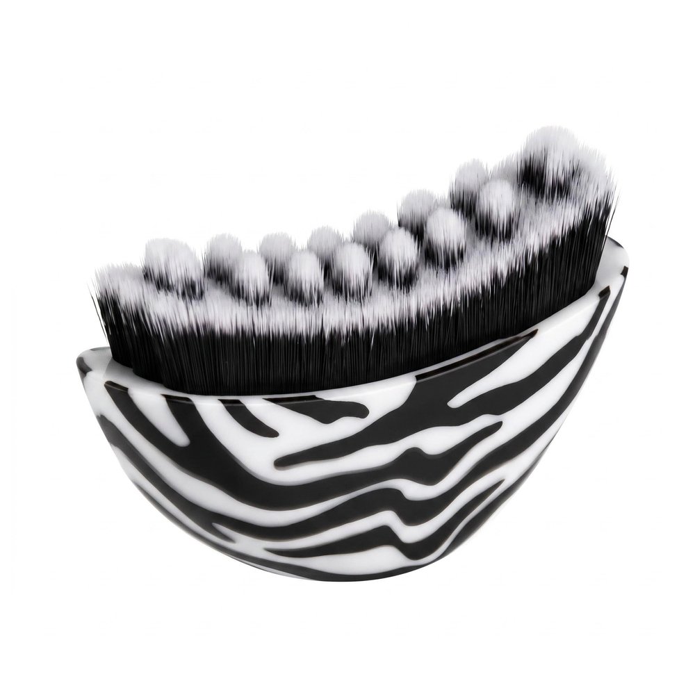 Lymphatic Contour Face Sculpting Brush, Ultra-Soft Hypoallergenic Bristles, Zebra Print, Ergonomic Anti-Slip Design, with Dustproof Storage Case