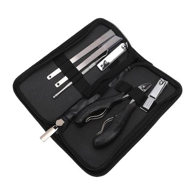 Sanpyl Ingrown Toenail Clipper Kit, Professional Curved Straight Cutter with Nail Scraper, Stainless Steel Toenail Tool Kit for Thick Ingrown Nails, Home Travel (7pcs Black)