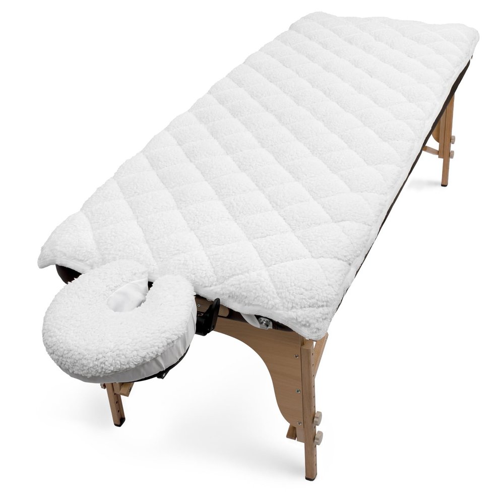 Fleece Massage Table Pad Set with Face Cradle Cover 29 W x 72 L, White