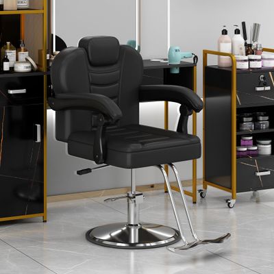 VankRing Classic Reclining Barber Chair Salon Chair for Hair Stylist with Heavy Duty Hydraulic Pump, 360 Rotation, Tattoo Chair Shampoo Beauty Salon Equipment, Max Load Weight 330 Lbs, Black