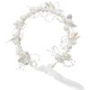 Homoyoyo Golden Bridal Headband with Pearl Flower Design, Alloy and Ribbon Material, Delicate Workmanship and Decorative Effect, for Wedding and Daily Life Accessories view 1