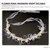 Homoyoyo Golden Bridal Headband with Pearl Flower Design, Alloy and Ribbon Material, Delicate Workmanship and Decorative Effect, for Wedding and Daily Life Accessories view 3