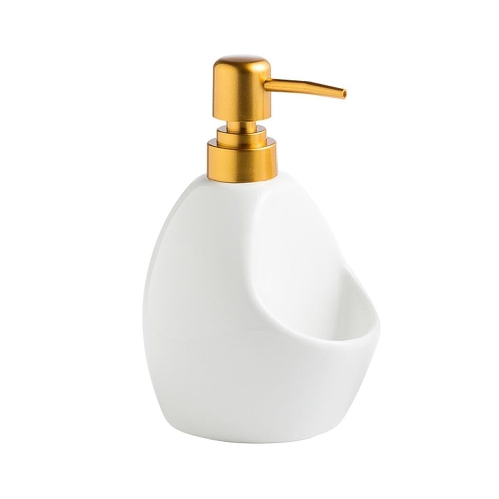Body Wash Dispenser Refillable Dishwashing Liquid Dispenser for Kitchen Sink Soap with Gold Pump Aesthetic Bathroom Decor(White)