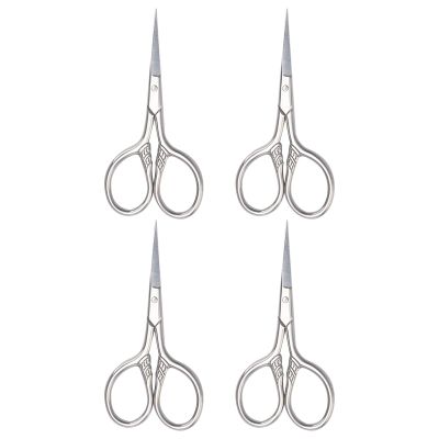 COSMOBETTY 4pcs Stainless Steel Mustache Scissors with Rounded Tips for Men Beard Grooming and Eyebrow Trimming Manual Functionality Compact Travel Facial Hair Scissors
