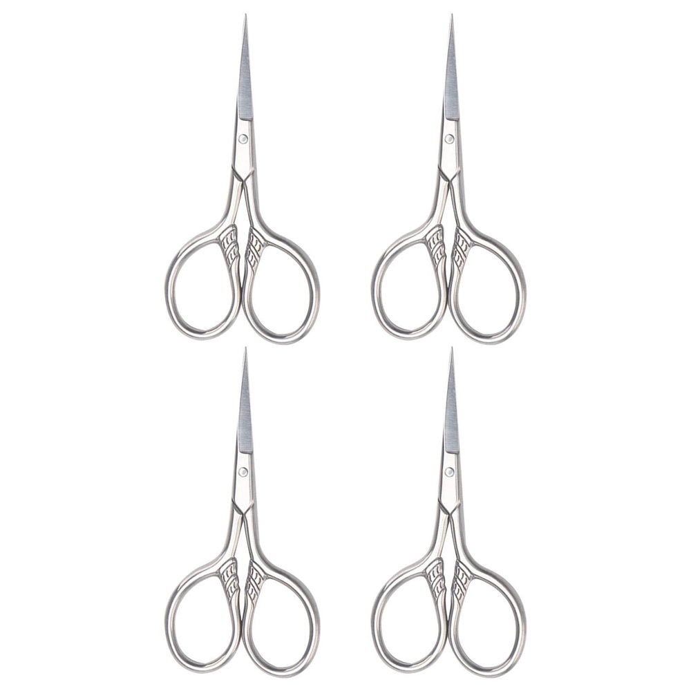 COSMOBETTY 4pcs Stainless Steel Mustache Scissors with Rounded Tips for Men Beard Grooming and Eyebrow Trimming Manual Functionality Compact Travel Facial Hair Scissors