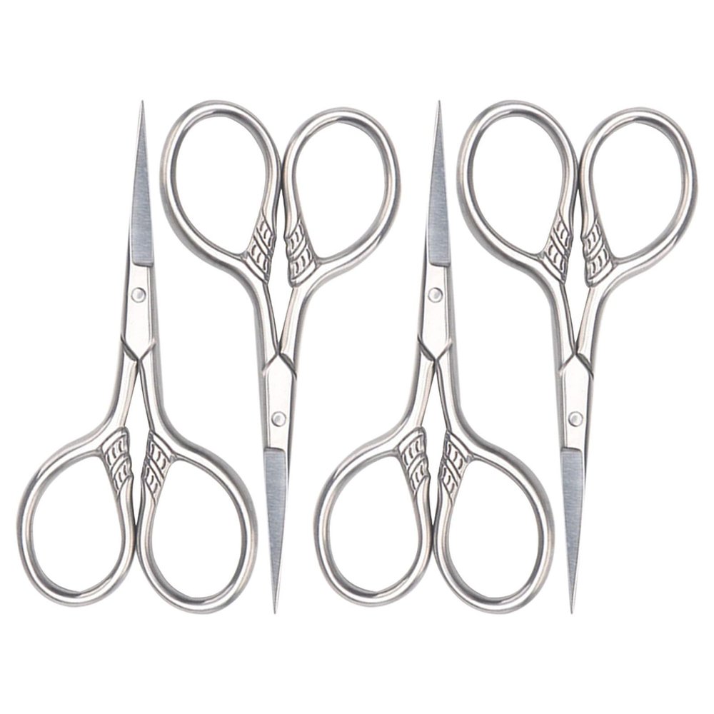 Beavorty 4pcs Stainless Steel Beard and Nose Hair Scissors for Men, Portable Gentle Trimming Facial Hair Scissors, for Traveling and Precise Mustache Grooming