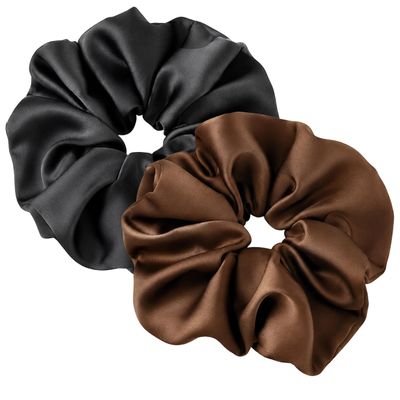 2 Pcs Oversized-Satin-Scrunchies Women-Girls Large-Soft-Elastic-Hairband