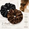 2 Pcs Oversized-Satin-Scrunchies Women-Girls Large-Soft-Elastic-Hairband view 4