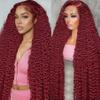 VAIDSOUE 250 Density Burgundy Wig Human Hair 22 Inch 13x6 Deep Wave Lace Front Wigs Human Hair HD Transparent Lace Frontal Wig Pre Plucked Deep Curly Red Colored Wig for Women view 1