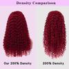 VAIDSOUE 250 Density Burgundy Wig Human Hair 22 Inch 13x6 Deep Wave Lace Front Wigs Human Hair HD Transparent Lace Frontal Wig Pre Plucked Deep Curly Red Colored Wig for Women view 2