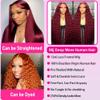 VAIDSOUE 250 Density Burgundy Wig Human Hair 22 Inch 13x6 Deep Wave Lace Front Wigs Human Hair HD Transparent Lace Frontal Wig Pre Plucked Deep Curly Red Colored Wig for Women view 4