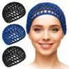KETAR 4 Pcs Crochet Hair Net for Sleeping, Polyester (Black & Blue) view 1