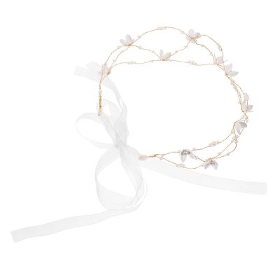PRETYZOOM Lightweight Women Headband with Artificial Pearl and Gauze, Classic Vintage Bridal Hair Accessory for Weddings and Birthdays, Simple Elegant Flower Design