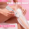 Bikini Trimmer for Women, IPX7 Rechargeable 2-in-1 Electric Razor, White view 3