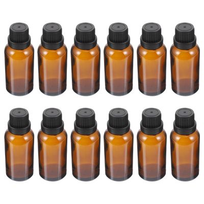 Beavorty 12Pcs Coffee Glass Essential Oil Empty Bottles with Lid for Travel