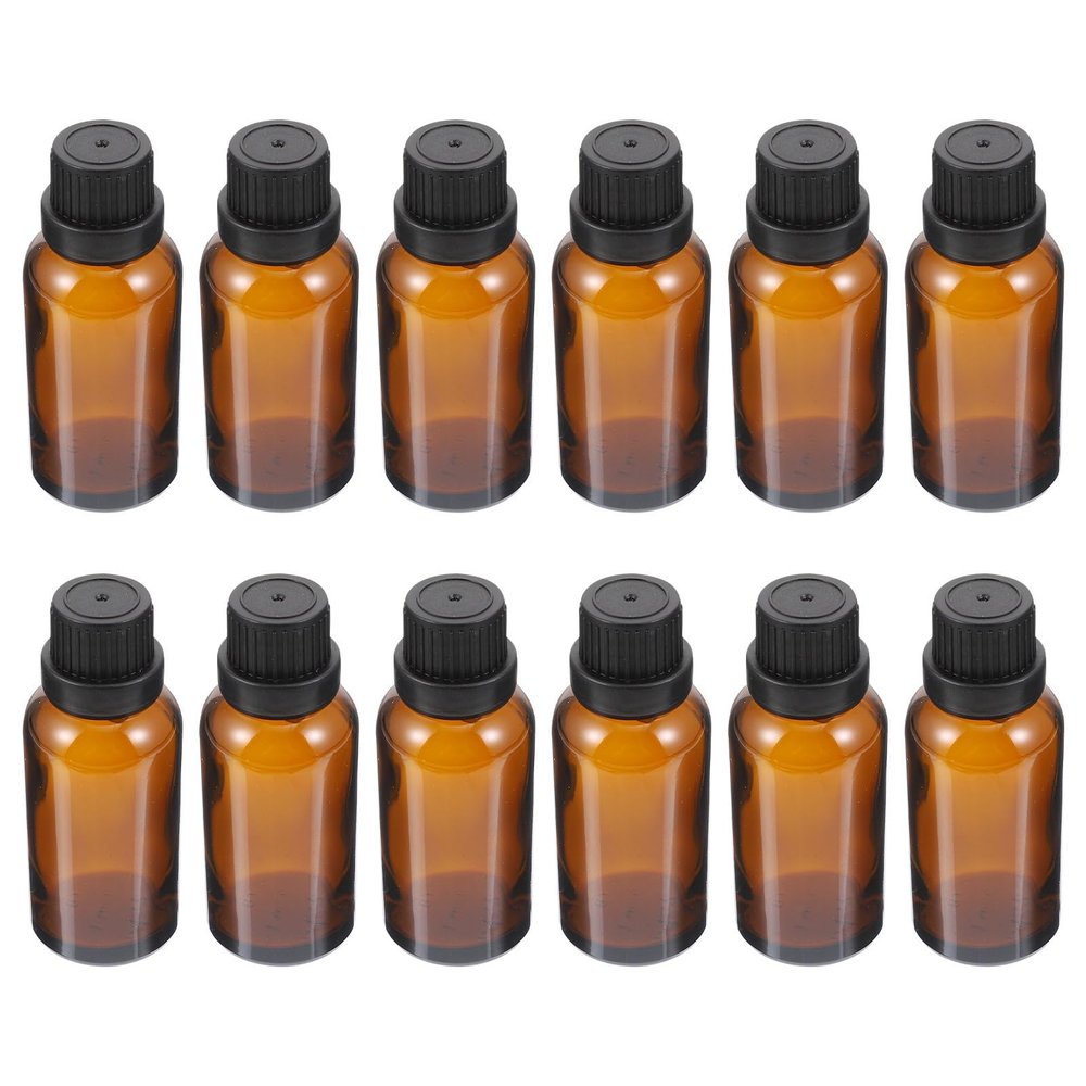 Beavorty 12Pcs Coffee Glass Essential Oil Empty Bottles with Lid for Travel