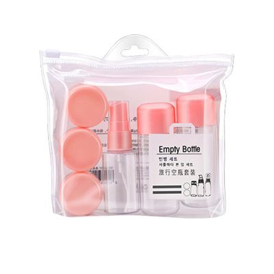 ORFOFE 8pcs Pink Travel Makeup Bottles Set Refillable Cosmetic Sprayer Bottles Easy to Use Pvc Material Portable Spray and Squeeze for Trip Use