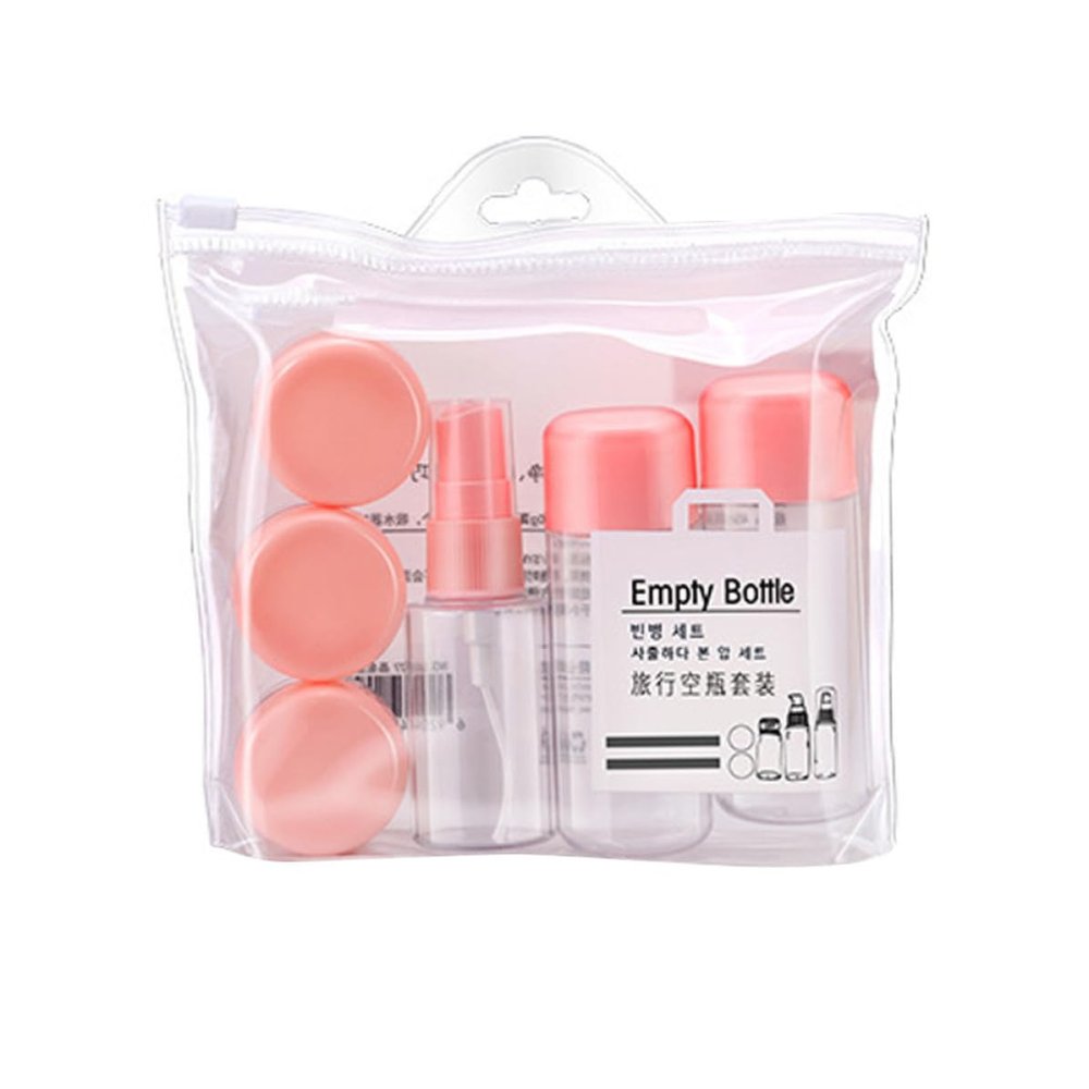 ORFOFE 8pcs Pink Travel Makeup Bottles Set Refillable Cosmetic Sprayer Bottles Easy to Use Pvc Material Portable Spray and Squeeze for Trip Use