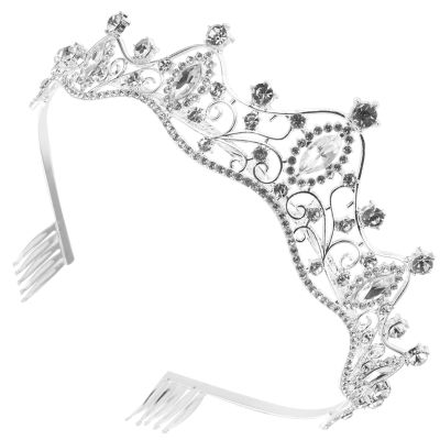 FOMIYES Silver Bridal Tiara Crown Headband for Women Wedding and Proms, Lightweight Comfortable Zinc Alloy Hair Accessory Rhinestone, Elegant and Glamorous Design