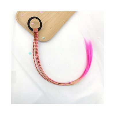 Colorful Wigs Ponytail Headbands Rubber Bands Beauty Hairs Bands Headwear Accessories Head Band Hair Ornament Daily Use(Orange pink)